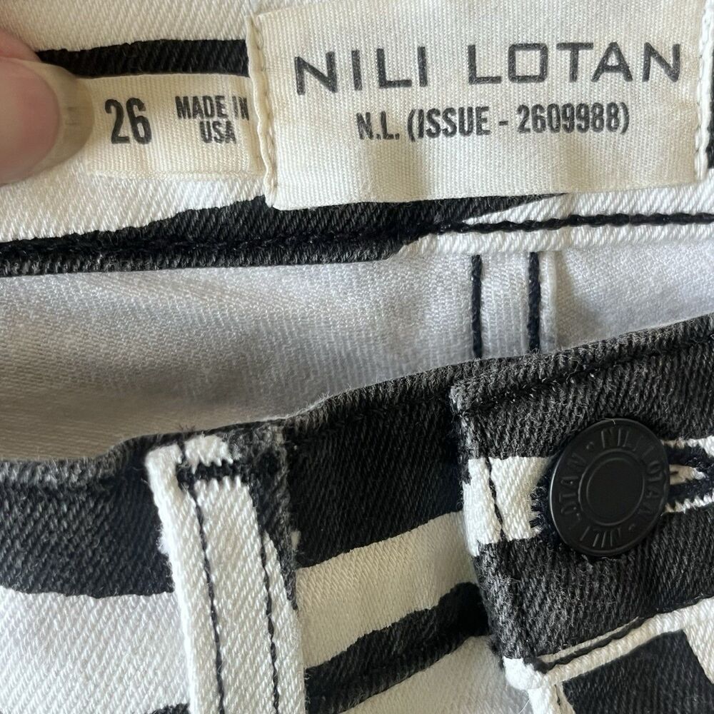 Nili Lotan Pants Womens 26 Black Ivory Zebra Animal Print Made in USA - Picture 2 of 11